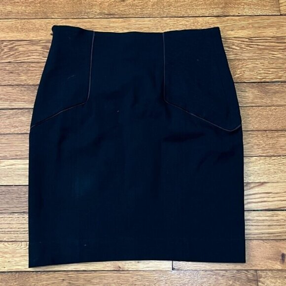 Diane von Furstenberg Black Mini Skirt Women's Size 12 Stretch Side Zip - Picture 4 of 4